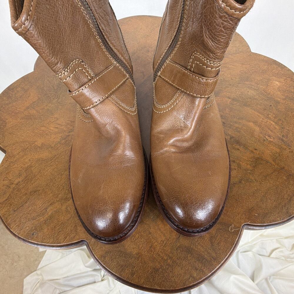 Johnston & Murphy Brown Leather Boots Women's Size 8.5 Ankle Bootie Side Zip - Picture 4 of 8